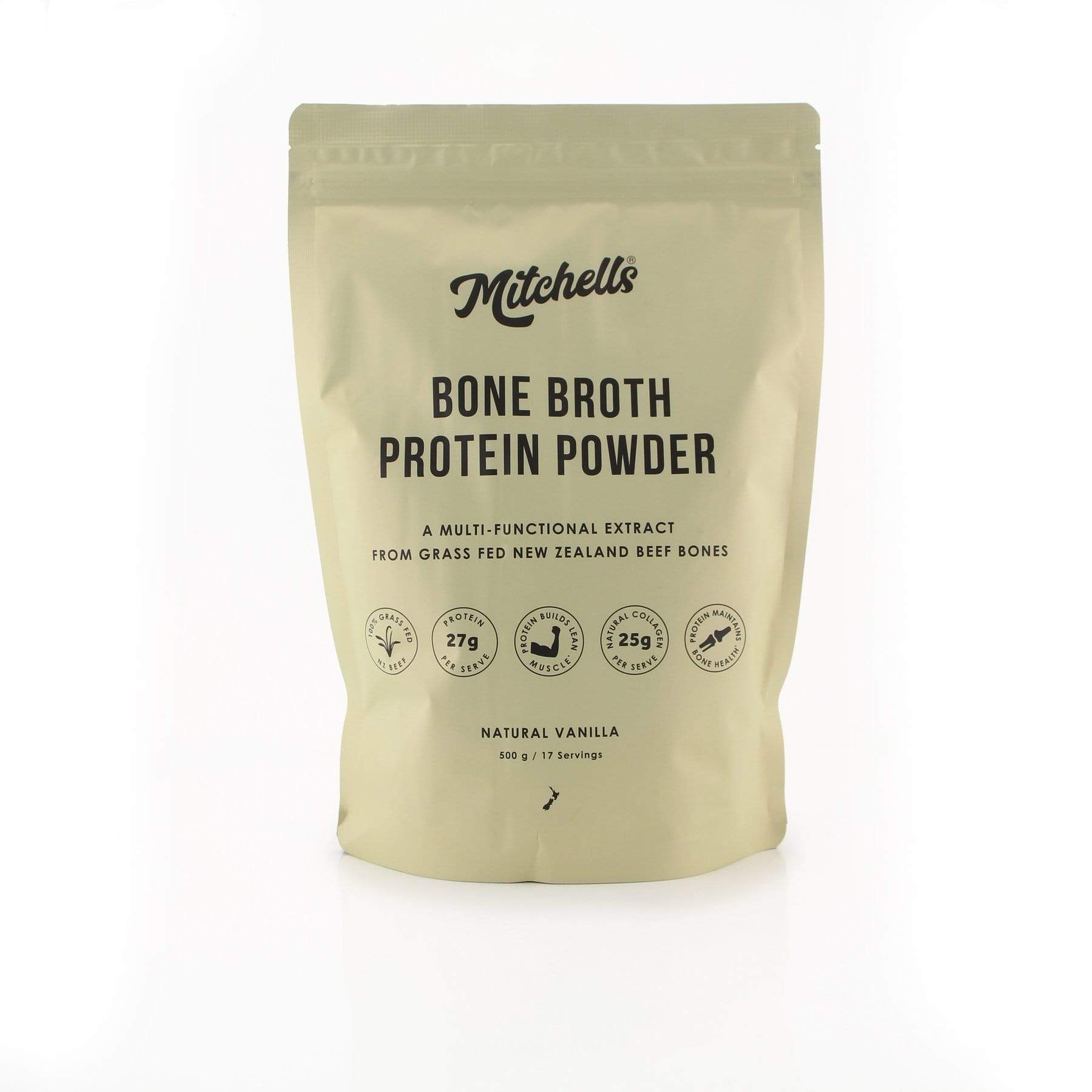 Mitchells Bone Broth Protein Powder Beef, Natural Vanilla 500g