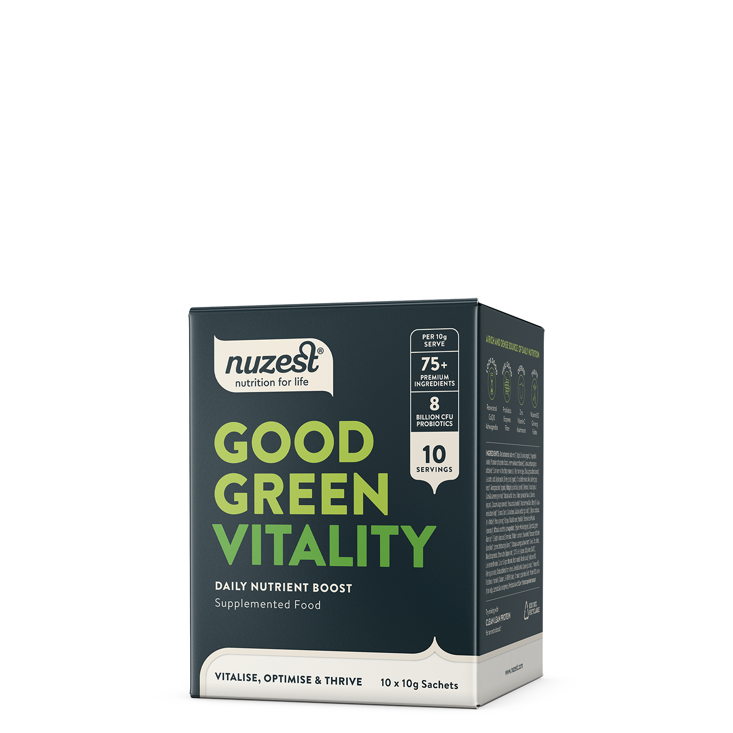 NuZest Good Green Vitality 10 x 10g Sachet Box