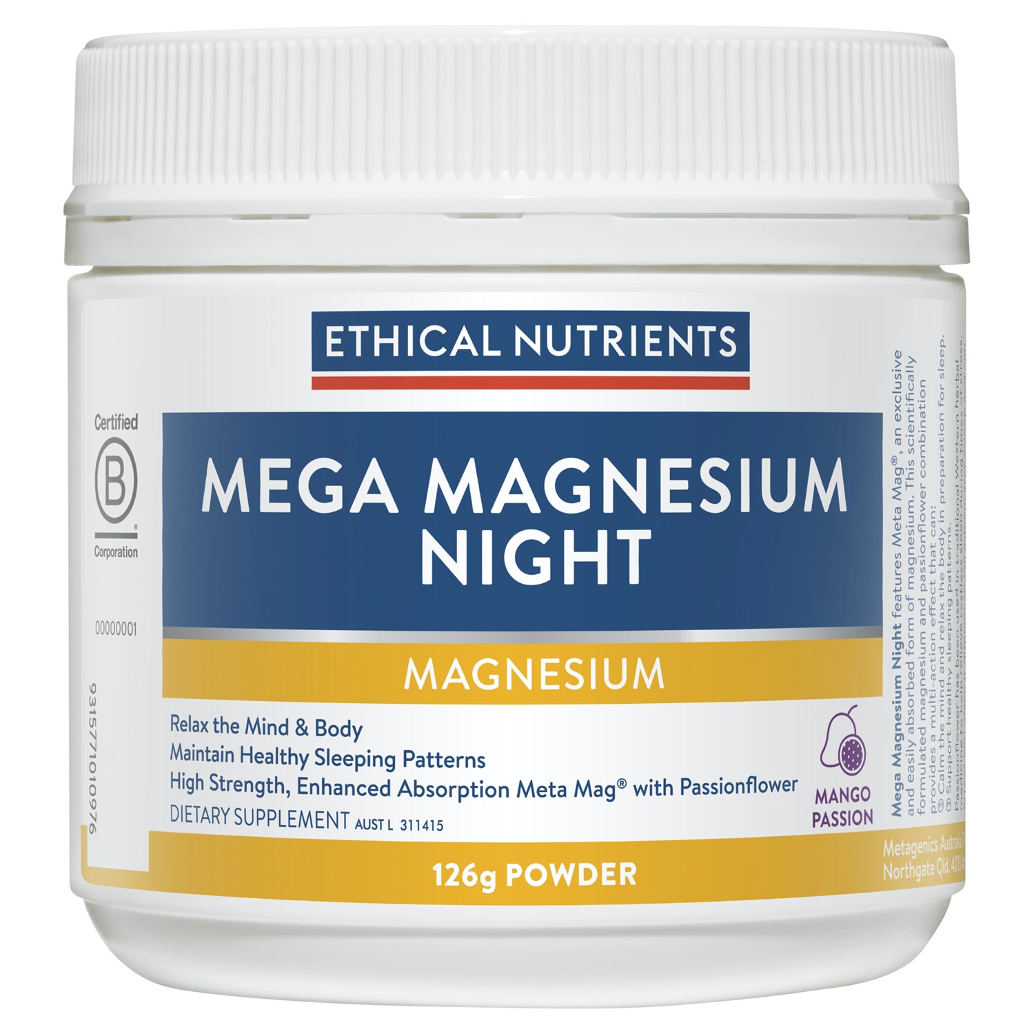 Ethical Nutrients Mega Magnesium Night Mango 126g
