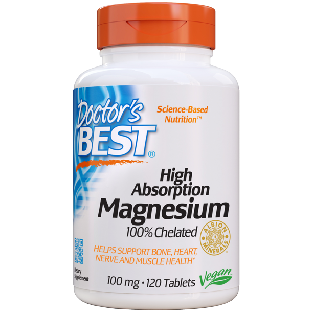 Doctors Best High Absorption Magnesium 100% Chelated 120 Tablets