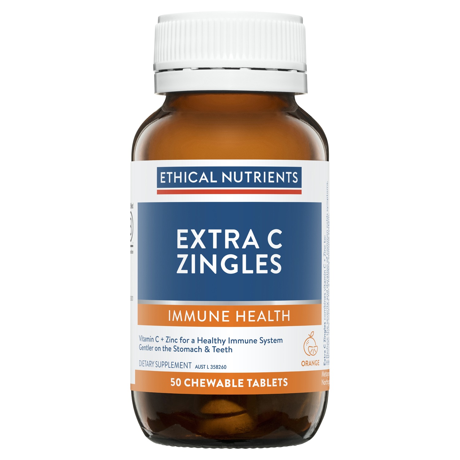 Ethical Nutrients Extra C Zingles 50 Chewables Orange