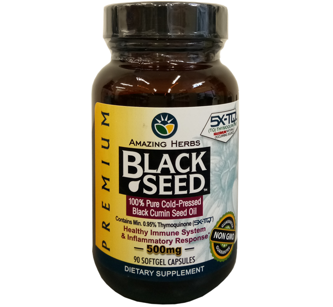 Amazing Herbs Black Seed Cumin Seed Oil 90 Softgel Capsules