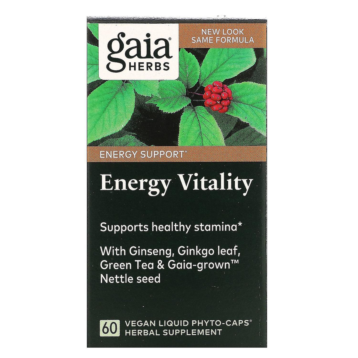 Gaia Herbs Energy Vitaility 60 Vegan Liquid Phyto Caps