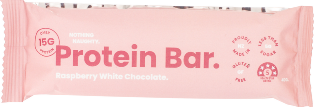 Nothing Naughty Protein Bar - Single Whey Raspberry White Chocolate 40g