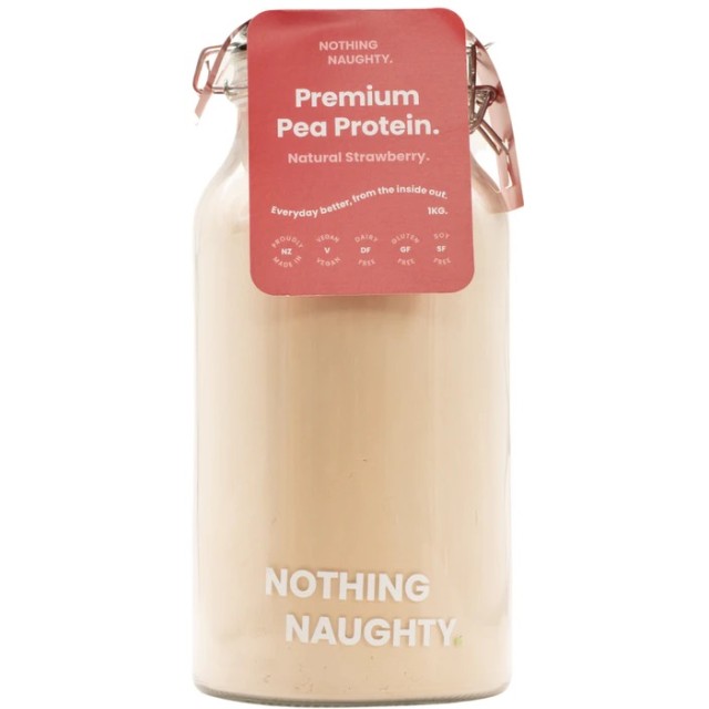 Nothing Naughty Premium NZ Pea Protein Strawberry 1kg Jar 