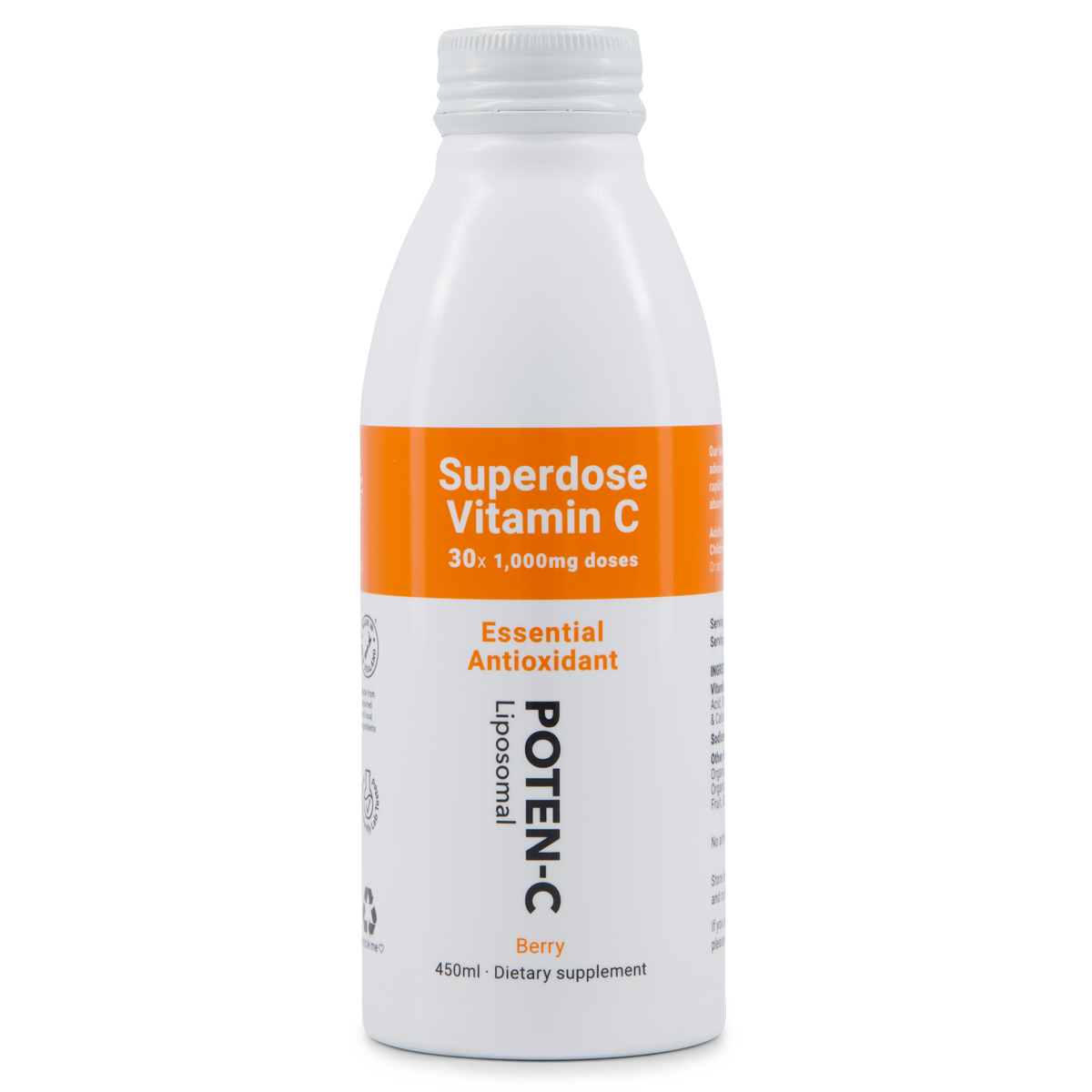 Poten-C Superdose Liposomal Vitamin C - 30x 1000mg Doses 450ml Berry + FREE Gift with Purchase (75ml 1000mg Liposomal Vitamin C)