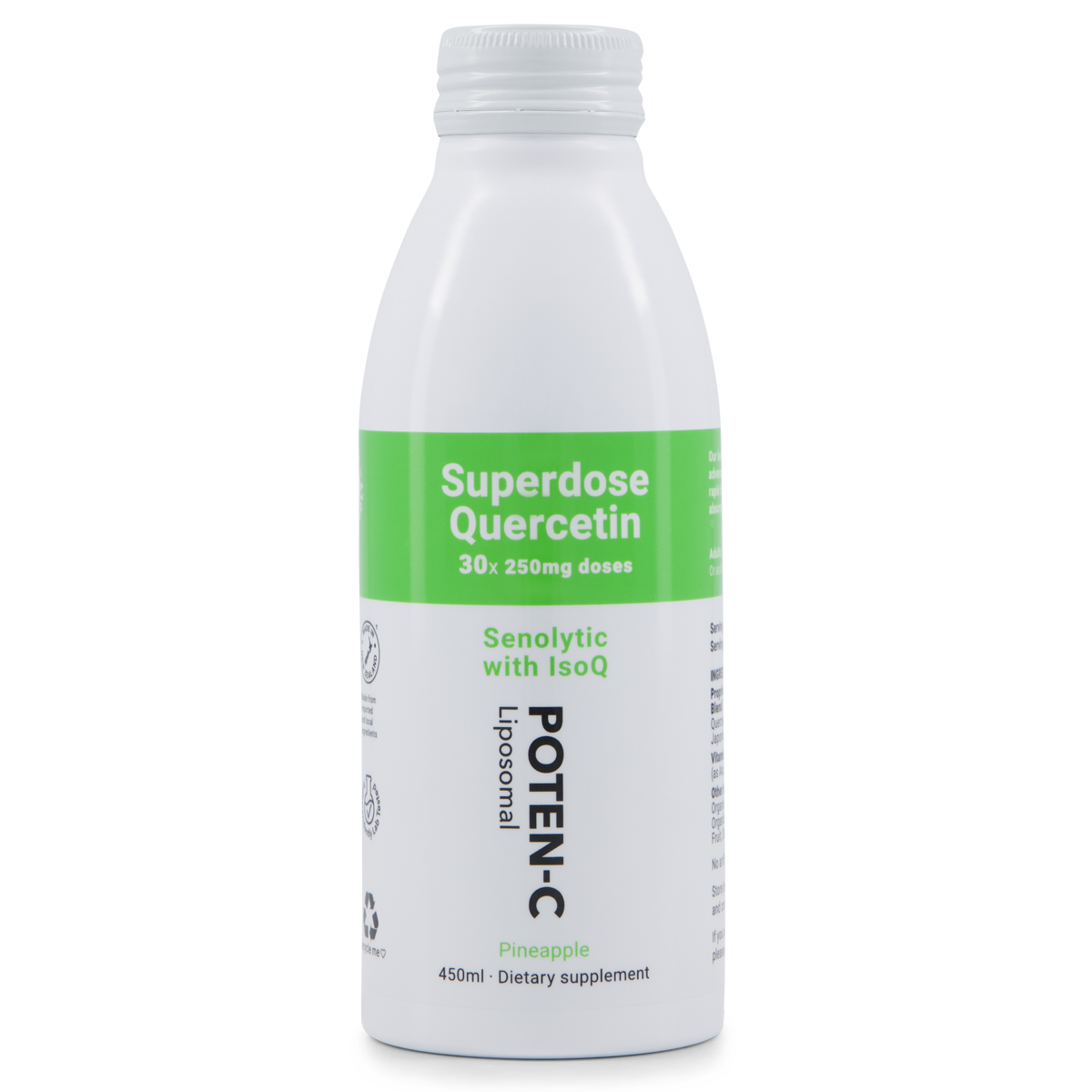 Poten-C Superdose Liposomal Quercetin - 30x 250mg Doses 450ml Pineapple - + FREE Gift with Purchase (75ml 1000mg Liposomal Vitamin C)