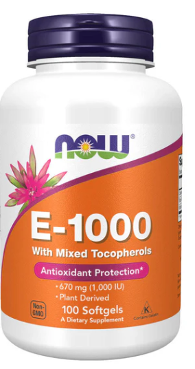 NOW E-1000 with Mixed Tocopherols 100 Softgels