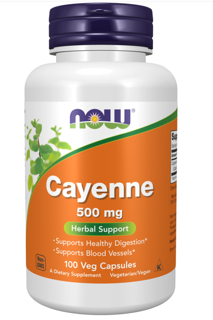 NOW Cayenne 500mg 100 Veg Capsules