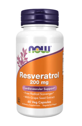 NOW Resveratrol 200mg 60 Veg Capsules
